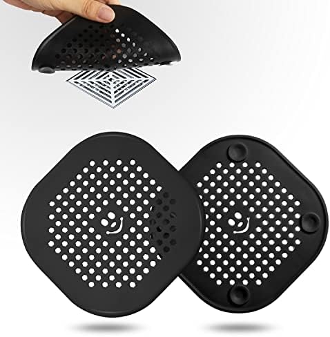 2 Pack Shower Drain Hair Catcher Silicone Drain Protector Hair Stopper with Suction Cup for Shower Kitchen Bathroom Black Grey - Image 6