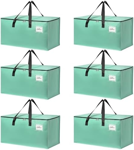 Moving Bags Heavy Duty Mint Green – Large Packing Bags for Moving, Extra Large Storage Totes with Zippers and Handles by TIIOCTI