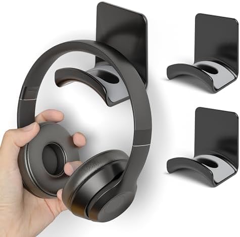 2 Pcs Headphone Stand Wall Mount Mini Headphone Hook Holder with Strong Adhesive Headset Stand Headset Holde (ZY88 wall Mount 2pcs) by Liboer
