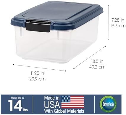 IRIS USA Airtight Dog Food Storage Container, Up to 14 lbs, Dog Cat Bird and Other Pet Food Treats Storage Bin, Dog Cat Wet Food Cans, Keep Fresh, BPA Free, Stackable, Navy - Image 3