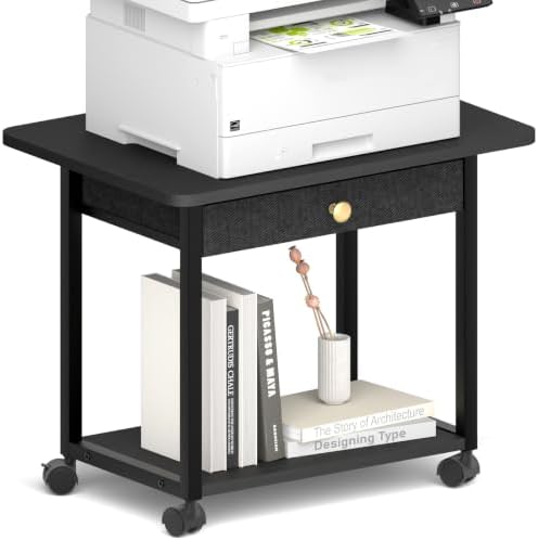 MARTY 22"x15.75" Large Printer Stand with Drawer,Rolling Cart Printer Table by MARTY
