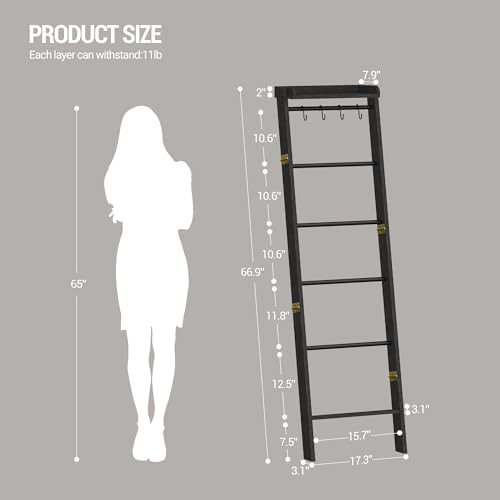 Hzuaneri Blanket Ladder Shelf, Farmhouse Ladder Holder, Blanket Organizer - Image 2