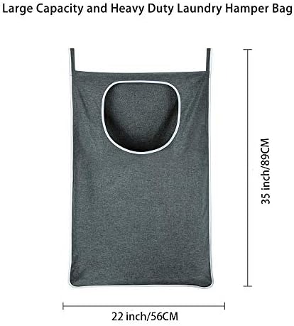 XL Hanging Laundry Hamper, Over the Door Laundry Hamper and Baskets, Wide Opening Hanging Laundry Bag, Hanging Hamper for Bathroom,Dorm,Laundry Room,Camper,Chrismast Gift(Grey-2Pack) - Image 2