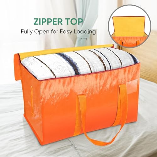 BALEINE 6-Pack Oversized Moving Bags with Reinforced Handles, Heavy-Duty Storage Tote for Clothes, Moving Supplies (Orange, 6-Pack) - Image 5