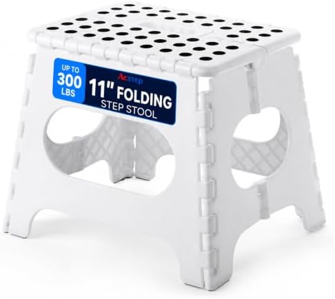 ACSTEP 11 Inch Folding Step Stool for Kids, Non-Slip Foldable Stools, White by ACSTEP
