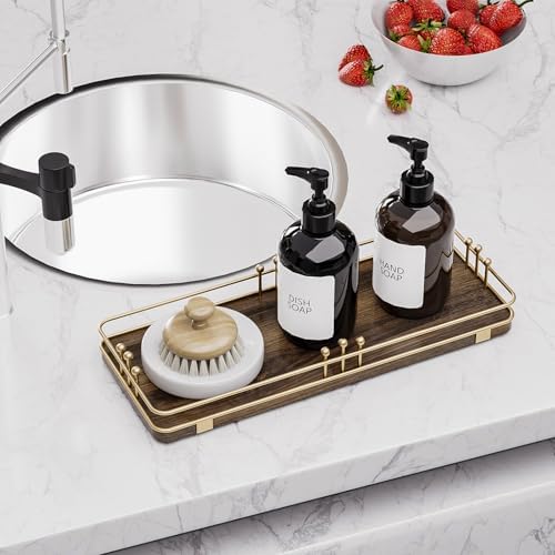 Bathroom Vanity Tray Countertop, Decor, 11.3"x 4.4" Brown-Gold - Image 4