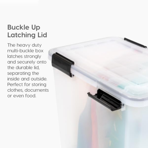 IRIS USA WeatherPro 63 Qt Storage Bins with Lids, 2 Pack, Clear/Black - Image 3