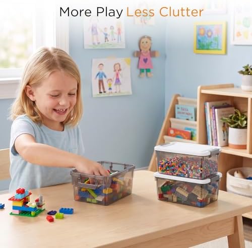 Citylife 10Packs 1.3Qt Small Storage Bins with Lids,Stackable Clear - Image 4