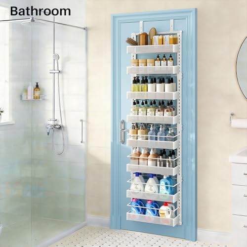 SNTD 8 Tiers Narrow Over the Door Organizer, 12.3"W x 4.7"D x 69"H, White - Image 5
