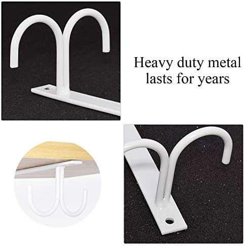MOCOUM Under Cabinet Mug Rack, Rustic Mug Organizer Rack Cup Holder Under Shelf 12 Hanging Hooks Rack for Mugs, Coffee Cups and Kitchen Utensils Display (White-3 Pack-12 Hooks) - Image 5
