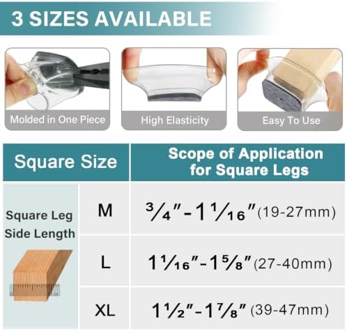 Ansible 24 Pcs Chair Leg Floor Protectors Square - Image 5