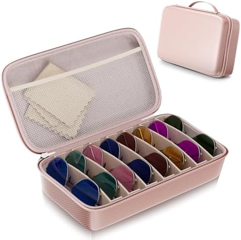 Travel Sunglasses Organizer​,​ Hard Shell​ Sunglass Case Adjustable Slots for Multiple ​Sunglass Eyeglass Case by Unknown