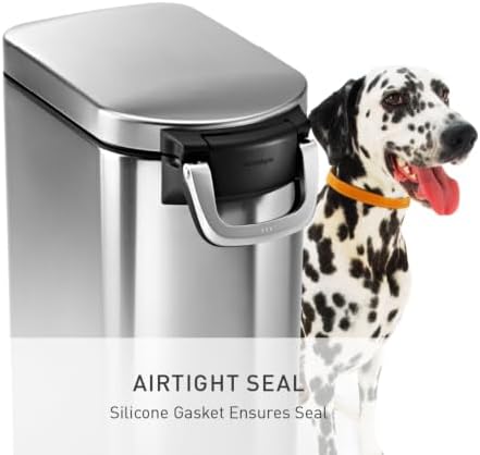 simplehuman Large Pet Food Storage Container, Holds 30-35 lb / 14-16 kg of Dry Dog Food, Cat Food, or Bird Seed, Airtight Lock-Tight Lid with Magnetic Scoop, BPA-Free, Brushed Stainless Steel - Image 4