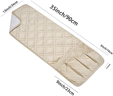 Brilliant Sunshine Beige Velvet Couch Armrest Organizer, 35"×13" - Image 3