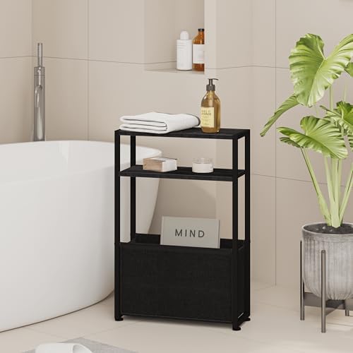 Leomonio Narrow Side Table, Slim Side Table with Magazine Rack, Bathroom Table for Small Spaces, Narrow Bedside Table for Living Room, Bedroom - Image 6