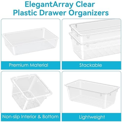 12 PCS Drawer Organizer Set, Makeup Organizers, Tool Storage Trays, Clear - Image 5