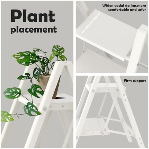 Taranta 2 Step Stool Foldable,Aluminum Step Ladder-White - Image 2