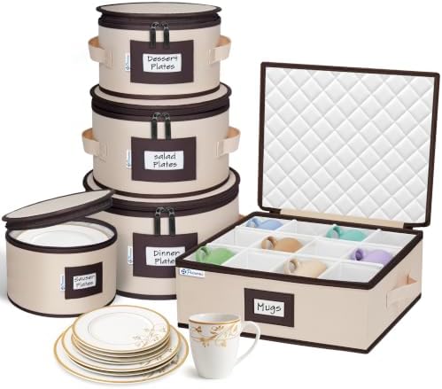 punemi Fine China Storage Containers, 5-Piece Hard Shell Set for Moving by Punemi