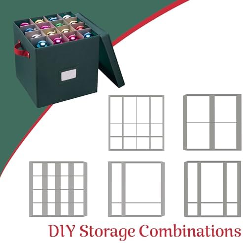 Elf Stor Christmas Ornament Storage Box, Green, 12” x 12” x 12” - Image 4