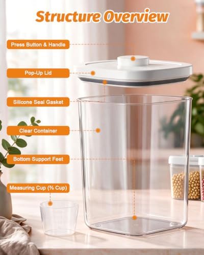 TBMAXS 12 Lbs Pet Dog Food Storage Containers with Pop-up Lid Measuring Cup - Image 7