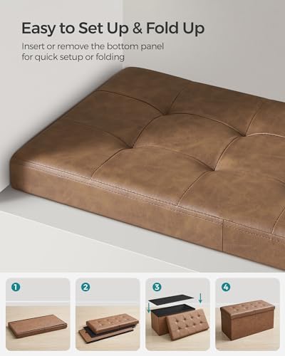 SONGMICS 30 Inches Folding Storage Ottoman Bench with Flipping Lid - Image 7