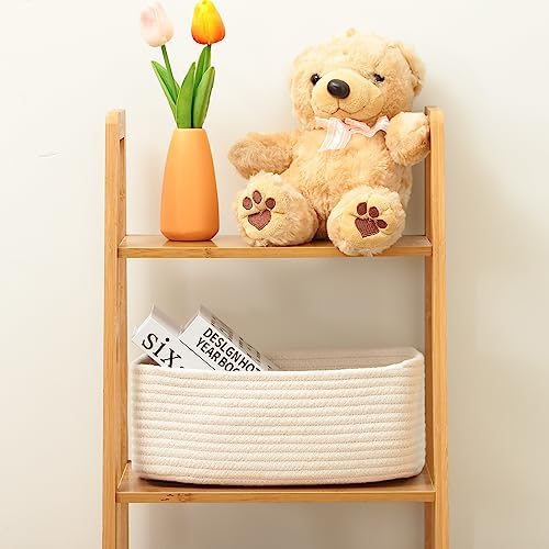 MiniArk Small Storage Baskets for Organizing | Closet Organizer Bins | Shelf Toy Basket | Woven Rope Baskets | Cube Decorative Box | Shallow Basket | 11.5x7.5x4.7” | 4 Packs Off White - Image 4