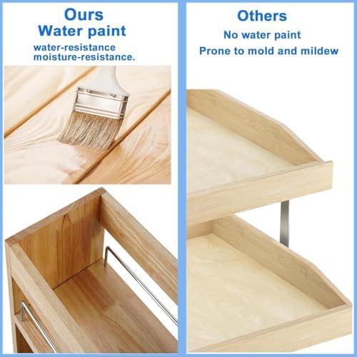 DINDON Pull Out Spice Rack Organizer for Cabinet, (6.5" W x 21.9" D x 25.2" H) Multi-Use Wood Pull Out Cabinet Organizer Slide Out Shelf Cabinet Storage for Kitchen, Pantry Organization - Image 5
