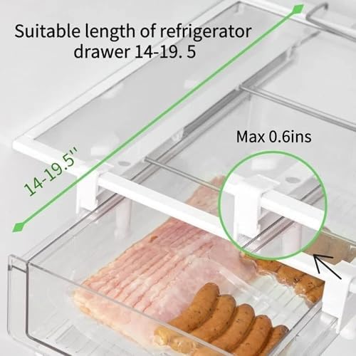 vacane Fridge 28 Egg Drawer Pull Out,Clear Egg Holder Tray for Refrigerator With Handle, Refrigerator Organizer Bins Heavy Duty-L With Egg Tray - Image 5
