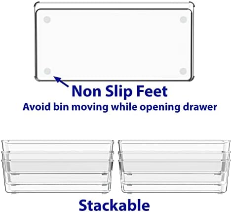 Simple Houseware Clear Desk Drawer Organizer, 3.25"x 6.25", 6 Packs - Image 4