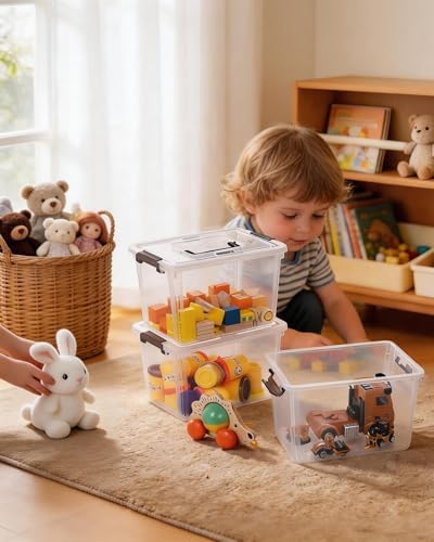 Citylife 6 Packs 6 QT Plastic Storage Bins with Latching Lids Clear Storage Box with handle Stackable Storage Containers for Organizing Snacks, Crafts, Toys, Tools - Image 5