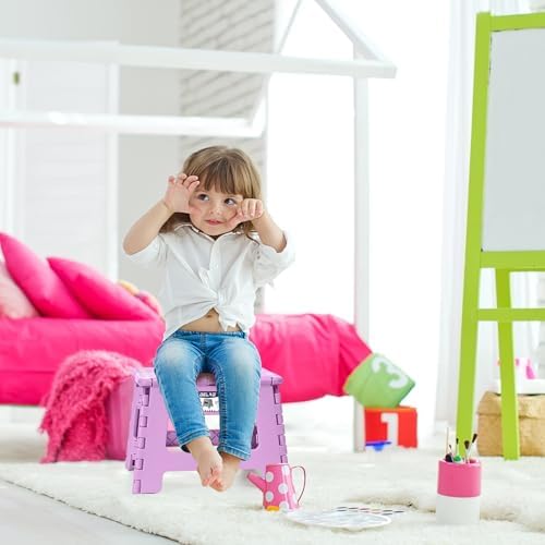 Delxo 9 Inch Kids Step Stool,300 Lbs Folding Step Stool for Toddler Purple - Image 7