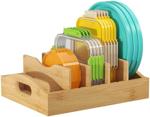 Lifewit Bamboo Lid Organizers for Inside Cabinet with 5 Sections by Lifewit