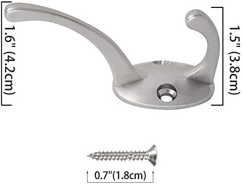 IBosins 12 Pack Silvery Double Coat Hooks Wall Mounted with 24 Screws - Image 3