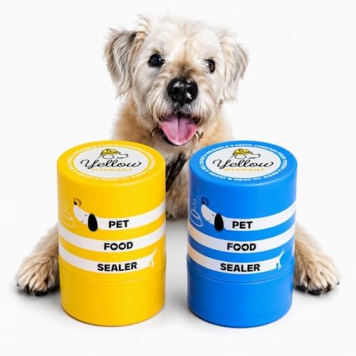 The Original Canned Dog Food Storage Container (2 Pack) Patent Pending Reusable Airtight Can Cover Pet Food Sealer - Keeps Dog Food Can Fresh in the Fridge, Eliminates Odor by YellowHydrant