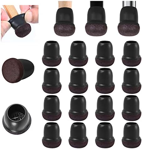 Ezprotekt 24 Pcs Small Black Silicone Chair Leg Floor Protectors for Hardwood Floor, Chair Leg Caps Cover, Felt Furniture Protectors Pads, Bar Stool Leg Protector Round (S Fit: 0.6" to 0.75", 15-19mm) by VisittheEzprotekt