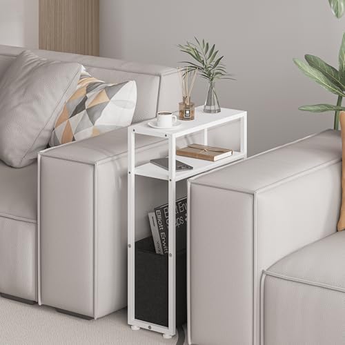 Leomonio Slim Side Table, Narrow End Table with Shelves - Image 5