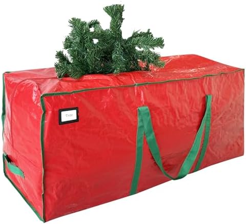 Cosy Family 9 ft Christmas Tree Storage Bag - Durable Heavy Duty Extra Large Artificial Xmas Holiday Tree Bag with Reinforced Handles and Dual Zippers Wide Opening - Red by Cosy+Family