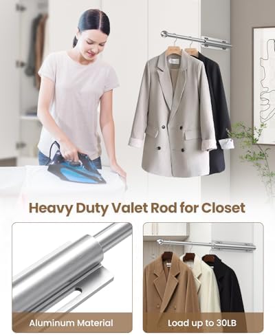 Supforce 16.5" Valet Rod for Closet Pull Out for Wardrobes, White - Image 5