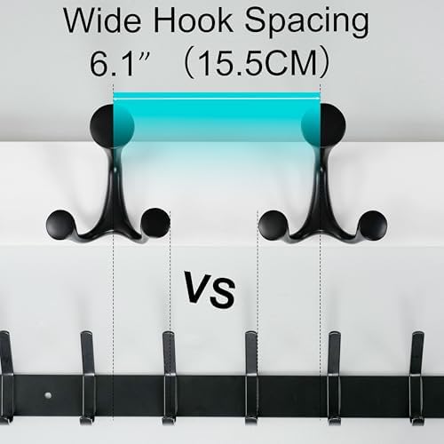 WEBI Coat Rack Wall Mount,36" Solid Wood Coat Hooks Wall Mounted Coat Hanger,16" Hole to Hole,Heavy Duty Hook Rack Rail,6 Triple Hooks for Hanging Coats,Jacket,Clothes,Hat,Backpack,White - Image 3