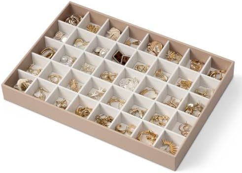 VLANDO Stackable Jewelry Tray, Drawer Organizer, 40-Grid Display,Toffee by VLANDO