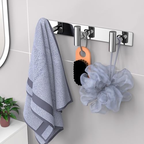 VAEHOLD Hat and Coat Wall Mount Rack - Hooks for Robes, Bags, Keys, and Towels - Bathroom Towel Hanger Organizer (Polished Chrome, “T“ Shape 3 Hooks 1 Pack) - Image 3