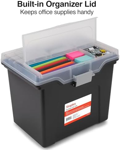 STAPLES File Box Portable Tote, Letter Size, Black, 2-Pack, Handle - Image 3
