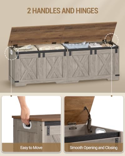 Hzuaneri 59 inches Farmhouse Storage Chest and Bench | 70 Gal | 330lb Seat - Image 4