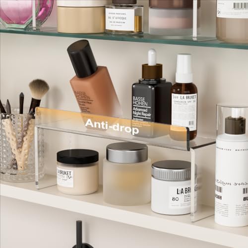 Medicine Cabinet Organizer, Medicine Storage Organizer, Acrylic Makeup Organizer Tray, Clear Bathroom Shelf for Cabinet, Sink, Vanity, Countertop (2-Pack) - Image 7