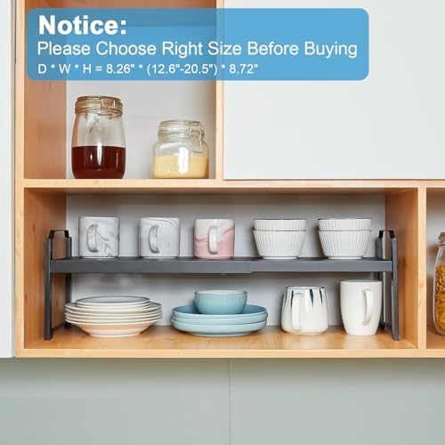 4 Pack Kitchen Cabinet Shelves Organizers, Kitchen Counter Storage Shelf Spice Rack, Expandable Length, Adjustable Height, Stackable, Sturdy 30LBS Bearing, Small Cupboard Tabletop Organizer Shelf Rack - Image 5