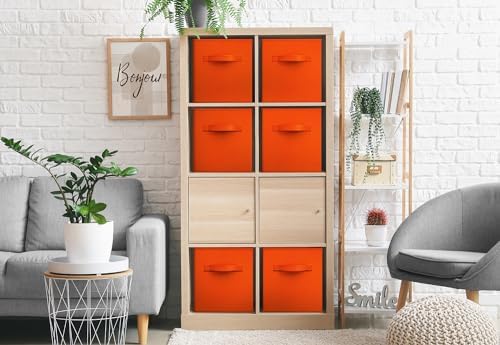 Sorbus Fabric Storage Cubes, 6-Pack Foldable Bins (11 Inch, Orange) - Image 4