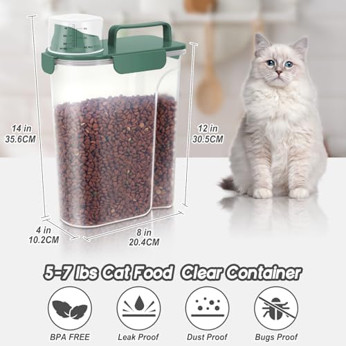 Cat Dog Pet Food Storage Container 5-7Lbs BPA-free (Dark green 2Pack) - Image 2