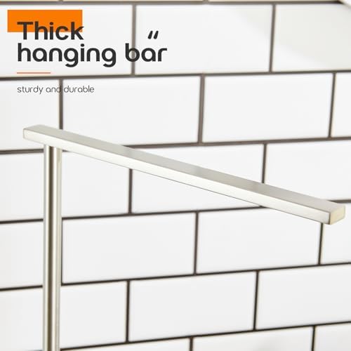 Standing Towel Rack Brushed Nickel 1-Tier Towel Bar for Bathroom Vanity Countertop with Heavy Marble Base Thicken Steady, Stainless Steel AN7002BR - Image 6