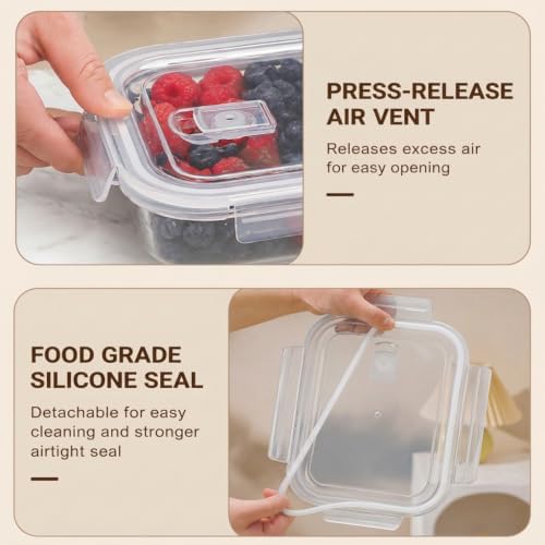 4 Pack Glass Berry storage containers for fridge with Removable Colander and Vent Valve, Fresh fruit Produce Storage Set（white） - Image 5