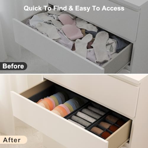 DIMJ Drawer Organiser System Drawer Organiser - Fabric Storage Box, Drawer Inserts for Wardrobes, Wardrobe Organiser for Clothes, Pack of 12, Black Classic - Image 5